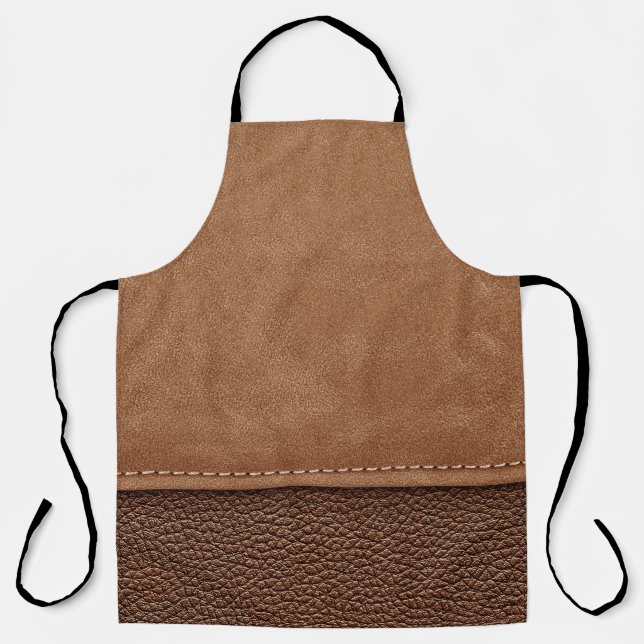 Stitched leather: grey, black background. apron (Front)