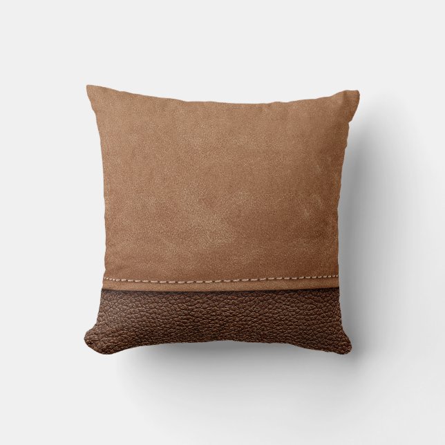 Stitched leather: grey, black background. cushion (Front)