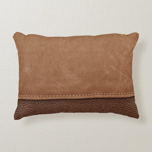 Stitched leather: grey, black background. decorative cushion (Front)
