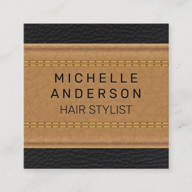 Stitched Leather on Black Leather Background Loyalty Card (Front)