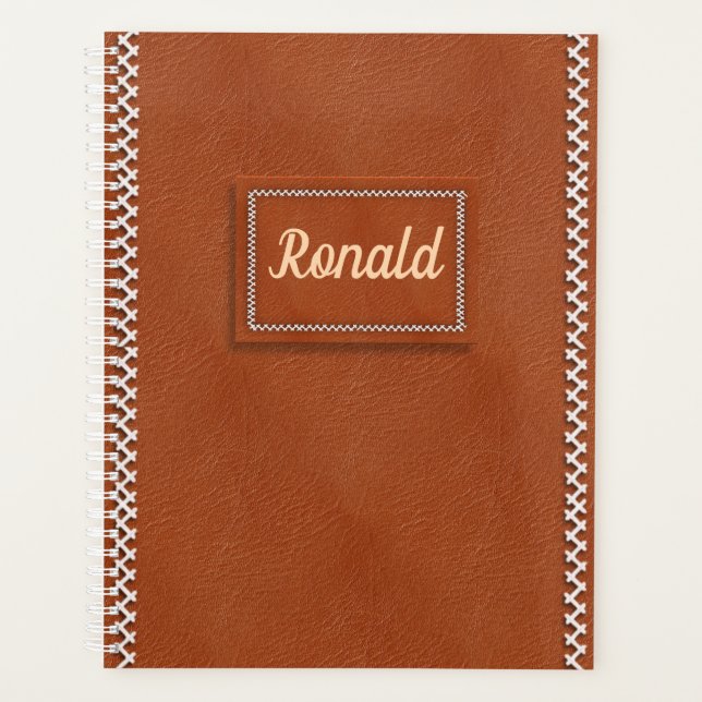 Stitched Leather Personalised Planner (Front)