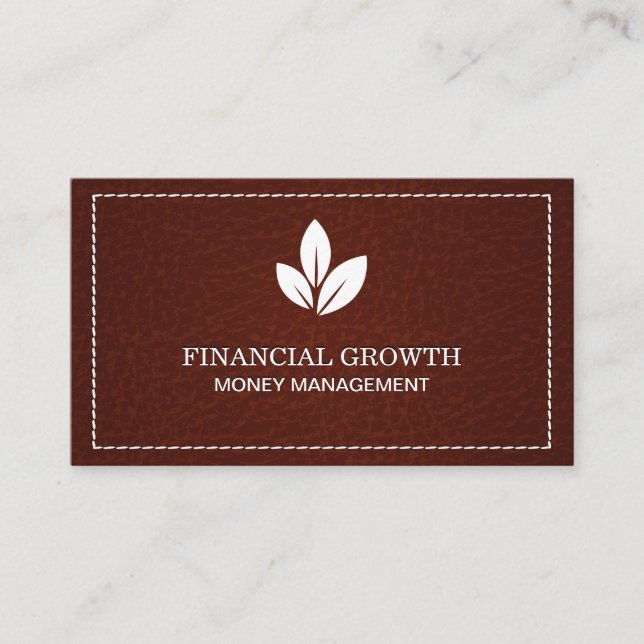 Stitched Leather Texture Business Card (Front)