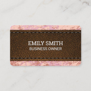 Stitched Leather Texture Pink Stylish Texture Business Card