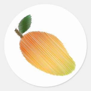 Stitched mango design classic round sticker