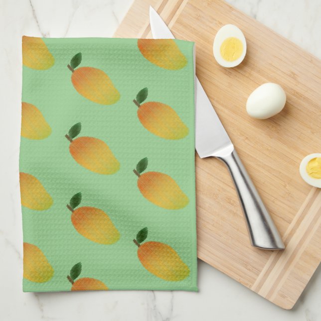 Stitched mango design tea towel (Quarter Fold)