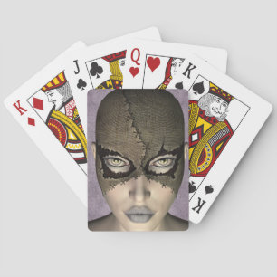 Stitched Mask Female Face Changeable Colour Back Playing Cards
