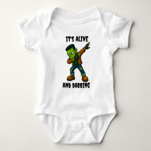 Stitched Monster is alive and dabs for Halloween Baby Bodysuit