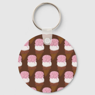 Stitched-Neapolitan-Ice-Cream-Cones-2-KEY CHAIN Key Ring