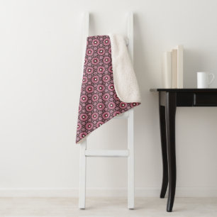 Stitched Pink Feather Boho Sherpa Blanket