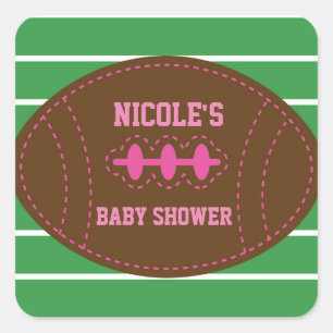 Stitched PINK Football Baby Shower Party Sticker