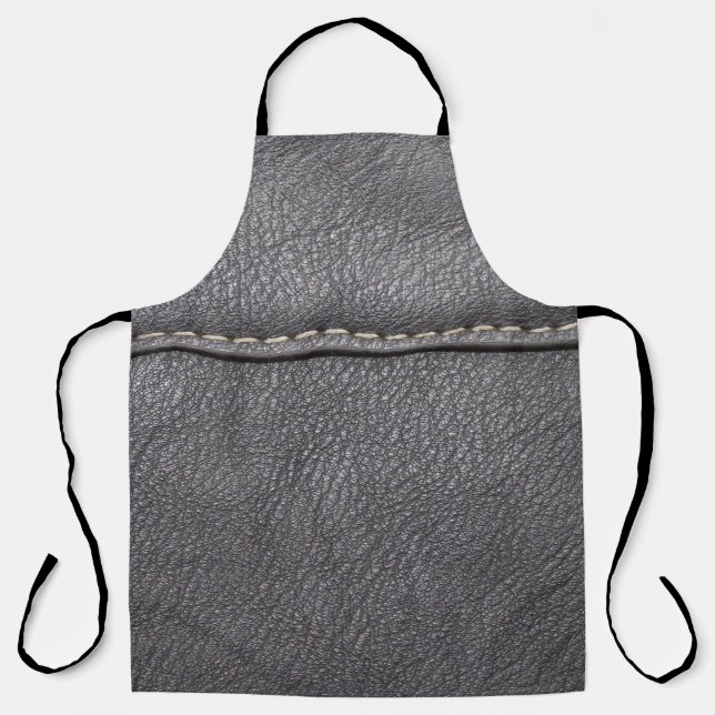 Stitched Sophistication: Black Leather Luxury Apron (Front)