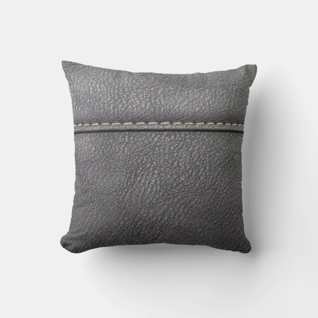 Stitched Sophistication: Black Leather Luxury Cushion (Front)