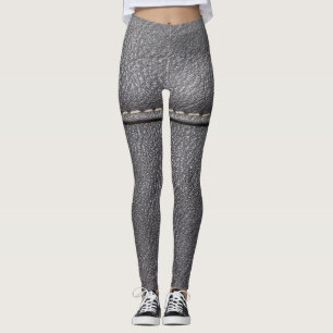Stitched Sophistication: Black Leather Luxury Leggings