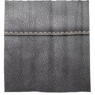 Stitched Sophistication: Black Leather Luxury Shower Curtain