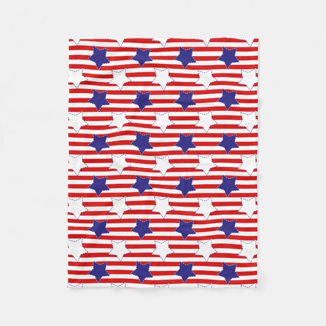 Stitched Stars and Stripes Fleece Blanket (Front)