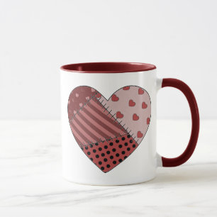Stitched Together Patchwork Heart Mug