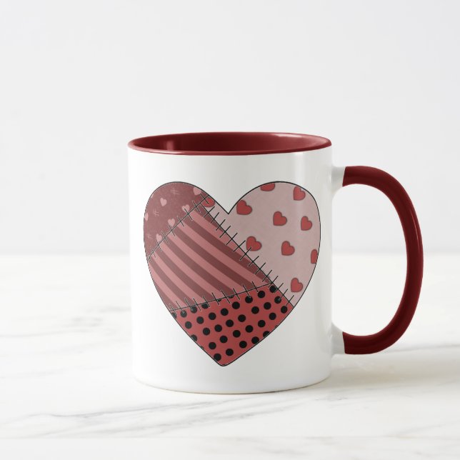 Stitched Together Patchwork Heart Mug (Right)