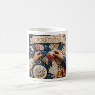 Stitched Together – Patchwork Heart Vintage Embroi Coffee Mug