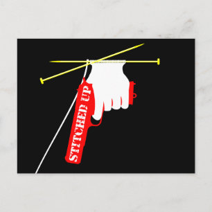 Stitched Up Knitted Gun Postcard