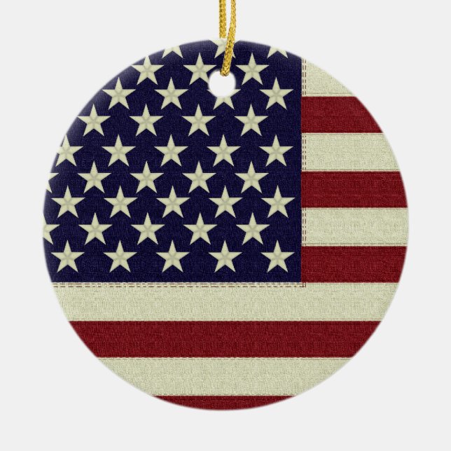 Stitched Vintage Flag Ornament (Front)