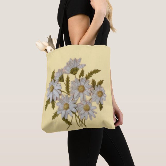 Stitched with Love: Hand-Embroidered Design Tote B Bag (Close Up)