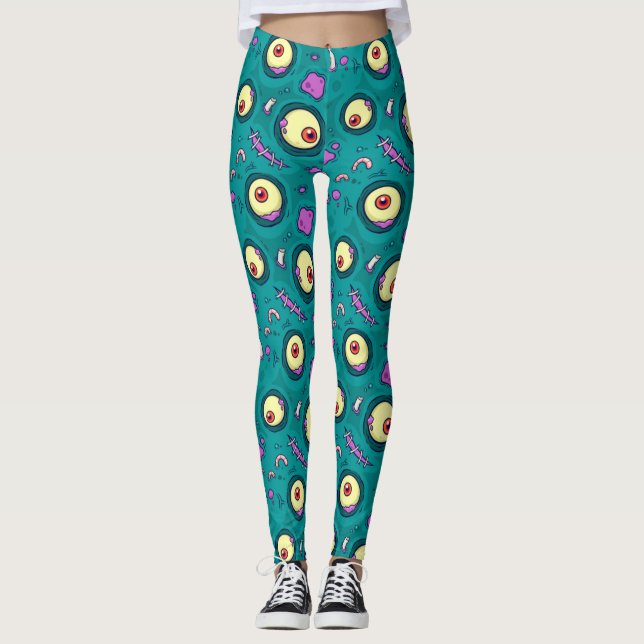 Stitches The One Eye Monster Pattern Leggings (Front)