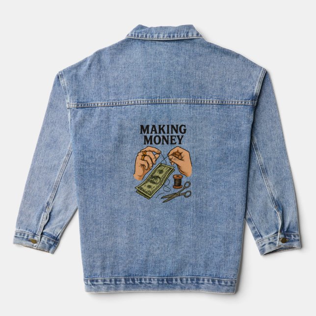 Stitching Money – Handmade Fortune Art Denim Jacket (Back)