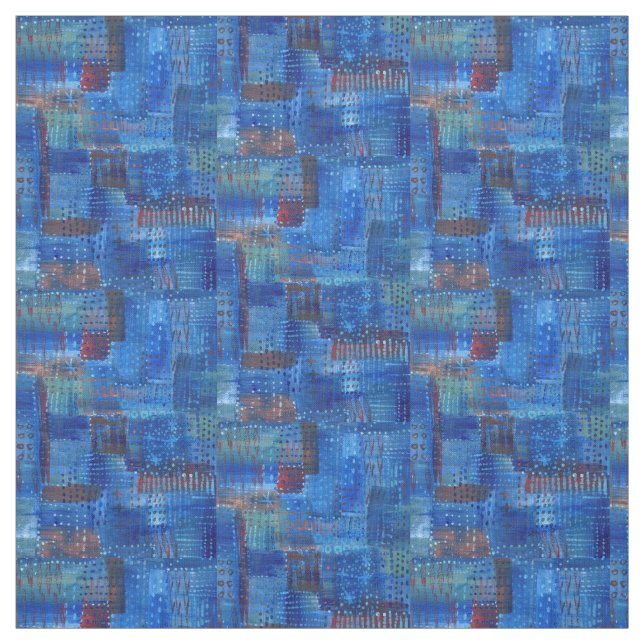 Stitching Patchwork Blue Indigo Sashiko Boro Art Fabric (Swatch)