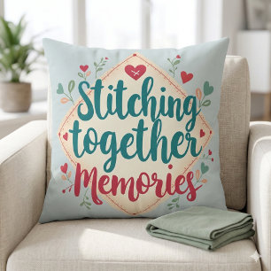 Stitching Together Memories Embroidery Art Cushion
