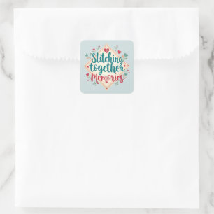 Stitching Together Memories Embroidery Art Square Sticker