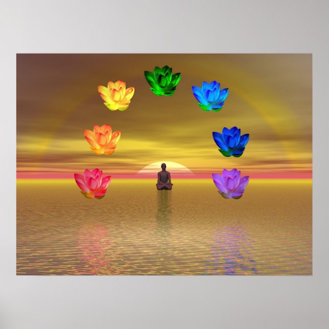 Stitting pose, yoga, yogi, chakras, chakra, aura poster (Front)