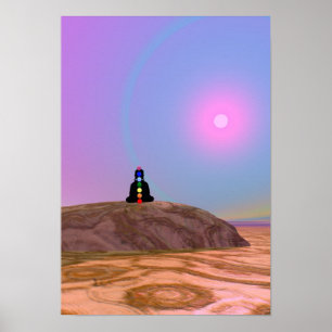 Stitting pose, yoga, yogi, chakras, chakra, aura poster