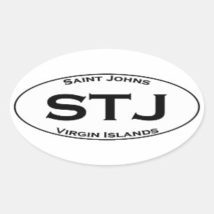 STJ - Saint Johns Virgin Islands Euro Style Oval Oval Sticker