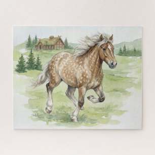 Stjarna Icelandic Horse Galloping in meadow Jigsaw Puzzle
