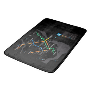 STM Montreal Metro Subway Map Black Background HD Bath Mat