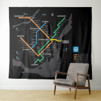STM Montreal Metro Subway Map Black Background HD
