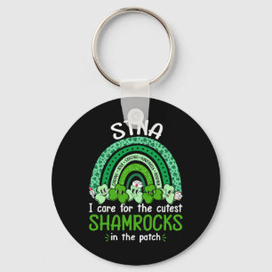 Stna Cutest Shamrocks Nurse St Patricks Day Women Key Ring