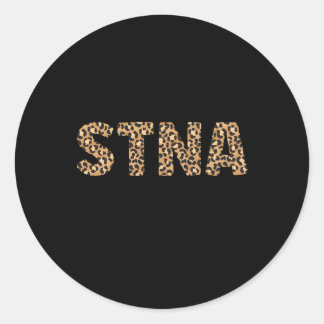Stna Leopard State Tested Nursing Assistant Classic Round Sticker