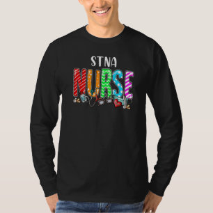 Stna Nurse Plaid Red Love Heart Stethoscope Rn Nur T-Shirt