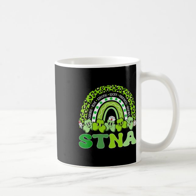 Stna St Patrick's Day Rainbow Boho Retro Nurse  Coffee Mug (Right)