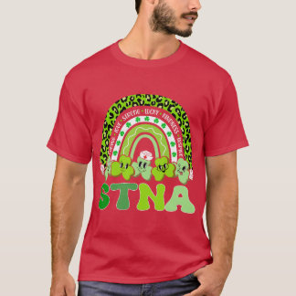 STNA St Patricks Day Rainbow Boho Retro Nurse funn T-Shirt