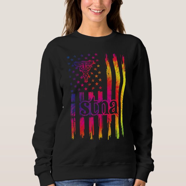 Stna Us Flag State Tested Nursing Assistant Sweatshirt (Front)
