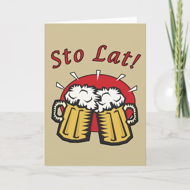 Sto Lat Beer Mugs Card (Front)