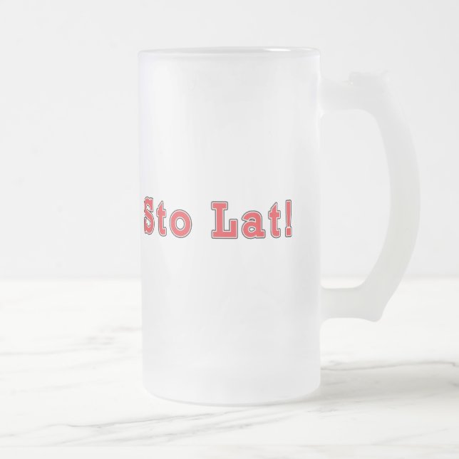 Sto Lat! Frosted Glass Beer Mug (Right)