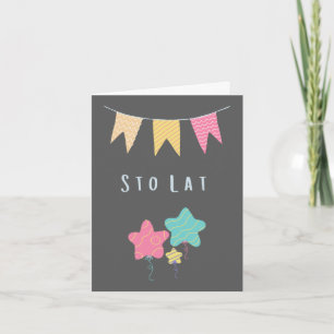 Sto lat Polish birthday nameday congratulations  Card