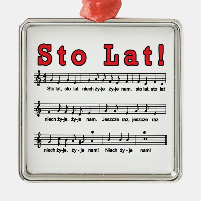 Sto Lat! Song Metal Tree Decoration (Front)