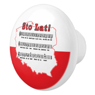 Sto Lat! Song Polish Map Ceramic Knob