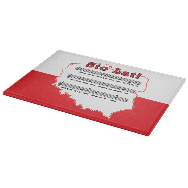Sto Lat! Song Polish Map Cutting Board (Corner)