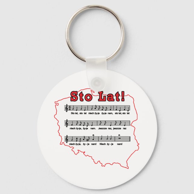Sto Lat! Song Polish Map Key Ring (Front)