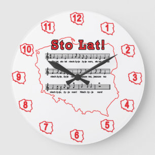 Sto Lat! Song Polish Map Large Clock